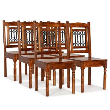 Elegant 6 pcs Solid Wood Dining Chairs with Sheesham Finish