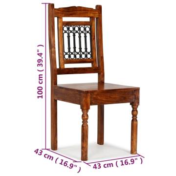 Elegant 6 pcs Solid Wood Dining Chairs with Sheesham Finish