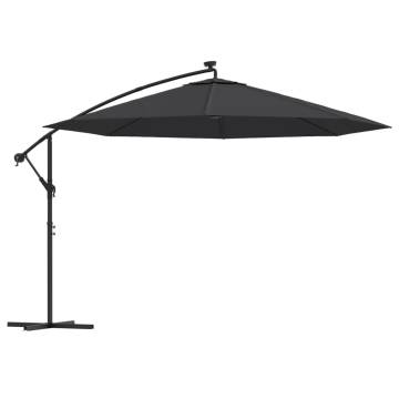 Cantilever Umbrella with LED Lights Black 350 cm - Hipomarket