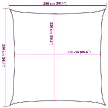 Light Grey Sun Shade Sail 2.5x2.5 m - UV & Water Resistant