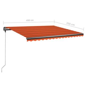 Freestanding Manual Retractable Awning 450x350 cm - Orange/Brown