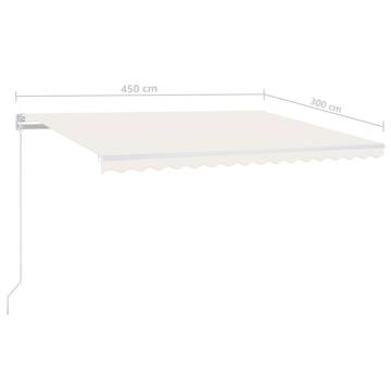 Manual Retractable Awning with LED - 450x300 cm Cream