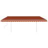 Manual Retractable Awning with LED - 5x3m Orange & Brown