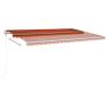 Manual Retractable Awning with LED - 5x3m Orange & Brown