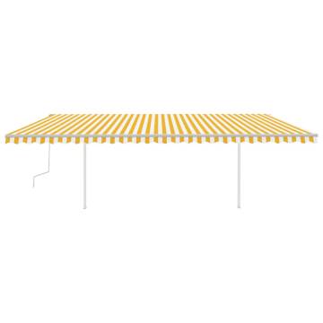 Yellow & White Manual Retractable Awning with LED - 6x3m