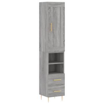 Stylish Highboard Grey Sonoma - 34.5x34x180 cm | HipoMarket