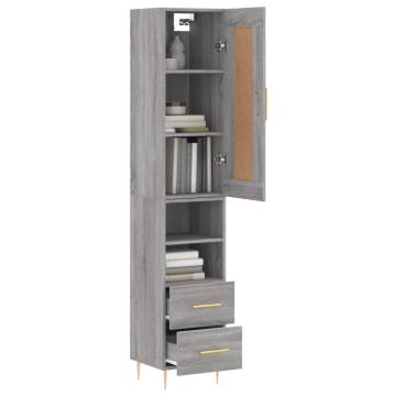 Stylish Highboard Grey Sonoma - 34.5x34x180 cm | HipoMarket