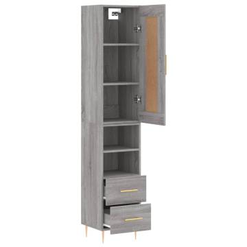 Stylish Highboard Grey Sonoma - 34.5x34x180 cm | HipoMarket