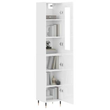 Stylish Highboard High Gloss White - 34.5x34x180 cm