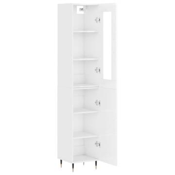 Stylish Highboard High Gloss White - 34.5x34x180 cm