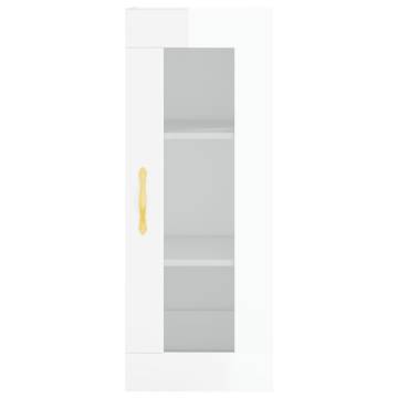 Stylish Highboard High Gloss White - 34.5x34x180 cm