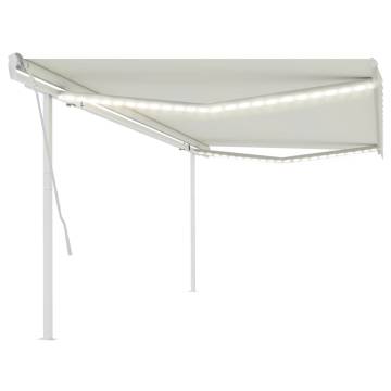 Manual Retractable Awning with LED 5x3.5m - Cream