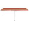 Retractable Awning with LED 500x300 cm - Orange & Brown