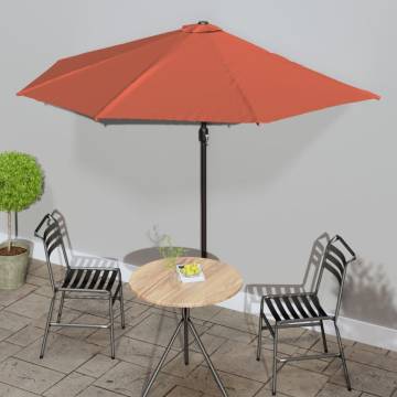 Terracotta Balcony Parasol with Aluminium Pole - 300x155 cm