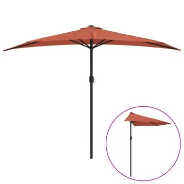 Terracotta Balcony Parasol with Aluminium Pole - 300x155 cm