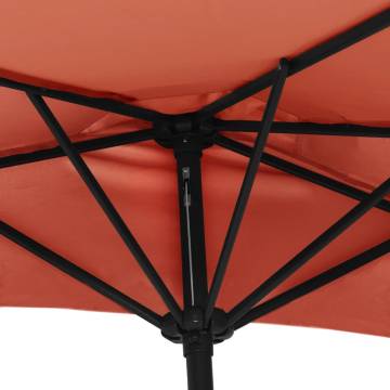 Terracotta Balcony Parasol with Aluminium Pole - 300x155 cm