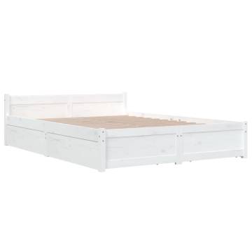 Stylish White Bed Frame with Drawers 120x200 cm