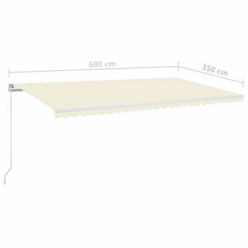 Manual Retractable Awning 600x350 cm Cream - Hipomarket