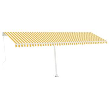 Manual Retractable Awning with LED - Yellow & White 600x350 cm