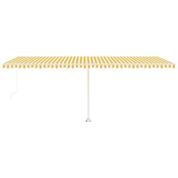 Manual Retractable Awning with LED - Yellow & White 600x350 cm