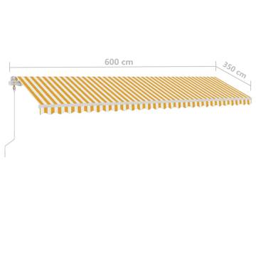 Manual Retractable Awning with LED - Yellow & White 600x350 cm