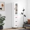 Elegant Highboard High Gloss White - 34.5x34x180 cm