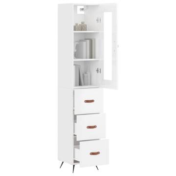 Elegant Highboard High Gloss White - 34.5x34x180 cm