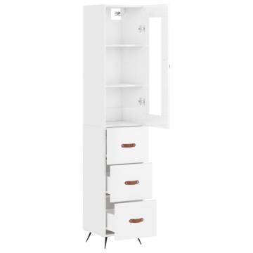 Elegant Highboard High Gloss White - 34.5x34x180 cm