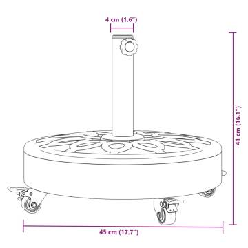 Parasol Base with Wheels - Ø38/48 mm Poles | 27 kg Round