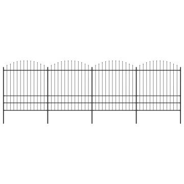 Premium Garden Fence with Spear Top Steel - 6.8 m Black