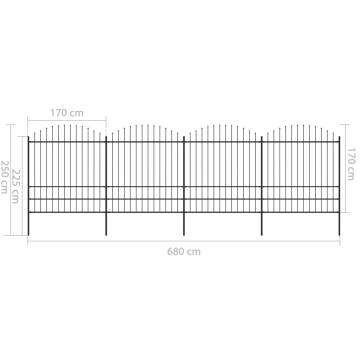 Premium Garden Fence with Spear Top Steel - 6.8 m Black