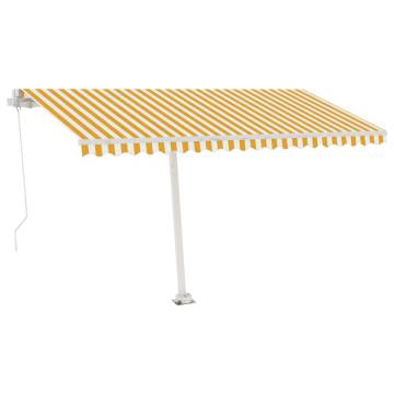 Manual Retractable Awning with LED - Yellow & White 450x350 cm