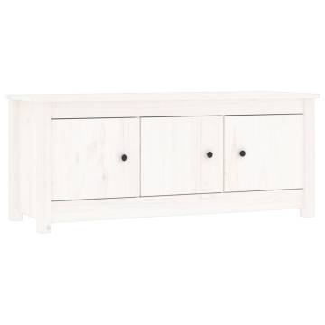 White Shoe Cabinet 110x38 cm - Solid Pine Wood Storage