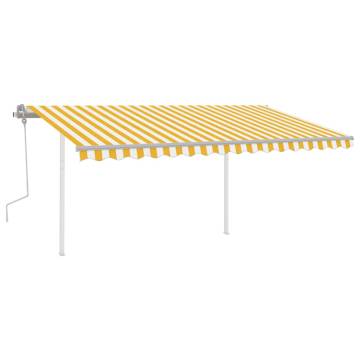 Manual Retractable Awning with LED - Yellow & White 4.5x3.5 m