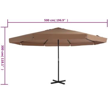 Outdoor Parasol with Aluminium Pole - 500 cm Taupe