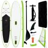 Inflatable Stand Up Paddleboard with Sail Set Green and White Colour green Size 330 x 72 x 10 cm 