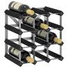 Wine Rack for 12 Bottles - Solid Pine Wood, Black | HiPoMarket UK