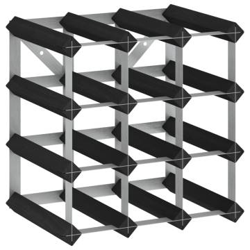 Wine Rack for 12 Bottles - Solid Pine Wood, Black | HiPoMarket UK