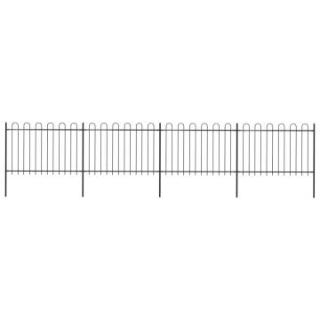 Elegant Garden Fence with Hoop Top - 6.8x1.2m Black Steel