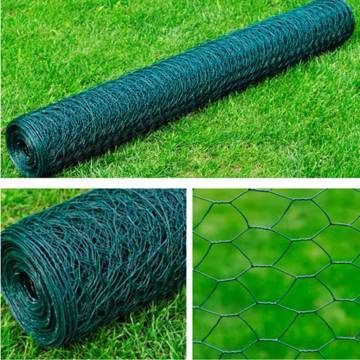 Galvanised Steel Hexagon Mesh Fence - 1x25m Dark Green