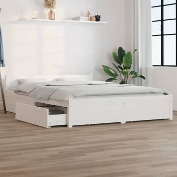 Bed Frame with Drawers White 140x200 cm - Modern & Practical