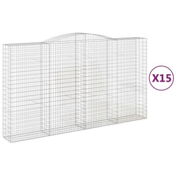 Arched Gabion Baskets 15 pcs - Galvanised Iron - 400x50x220 cm