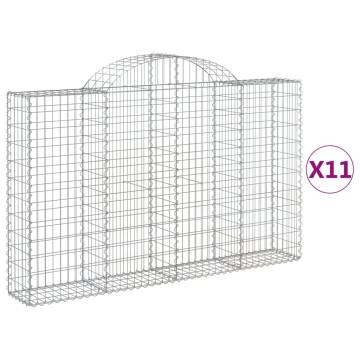 Arched Gabion Baskets - 11 pcs Galvanised Iron 200x30x120/140 cm