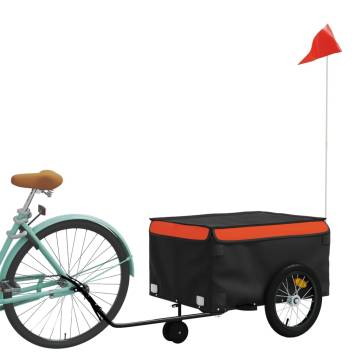 Bike Trailer Black and Orange - 45 kg Iron Cargo Hauler