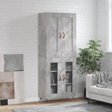 Stylish Highboard in Concrete Grey | 69.5x34x180 cm