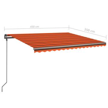 Manual Retractable Awning 4.5x3.5m - Orange & Brown