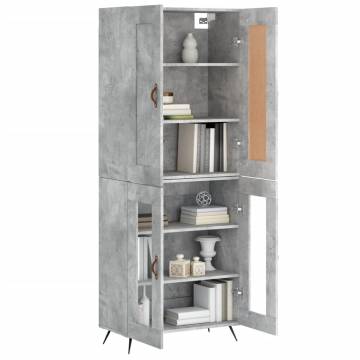 Stylish Highboard in Concrete Grey | 69.5x34x180 cm