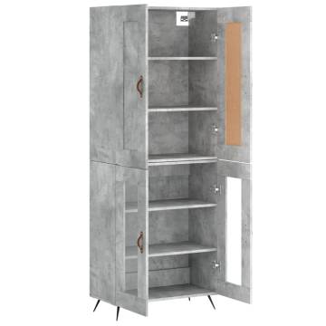 Stylish Highboard in Concrete Grey | 69.5x34x180 cm