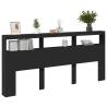 Stylish Black Headboard Cabinet with LED - 220x17x102 cm