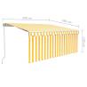 Manual Retractable Awning with LED - Yellow & White 3.5x2.5m